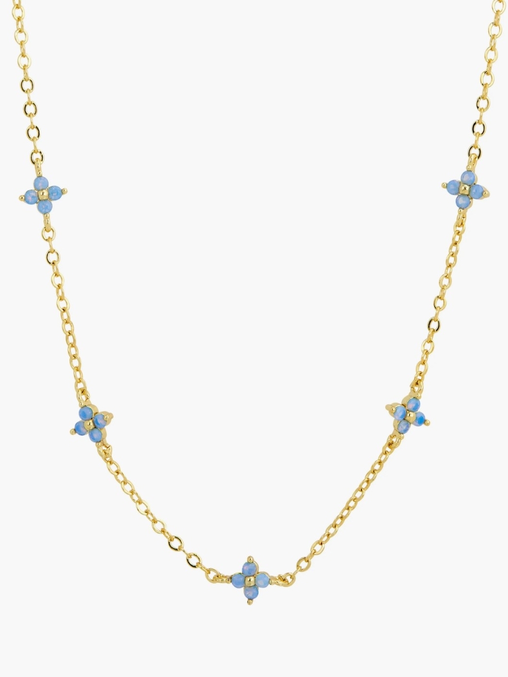 Nordstrom Savvy Cie Gold Clover Floral Opal Choker Y2K Necklace
